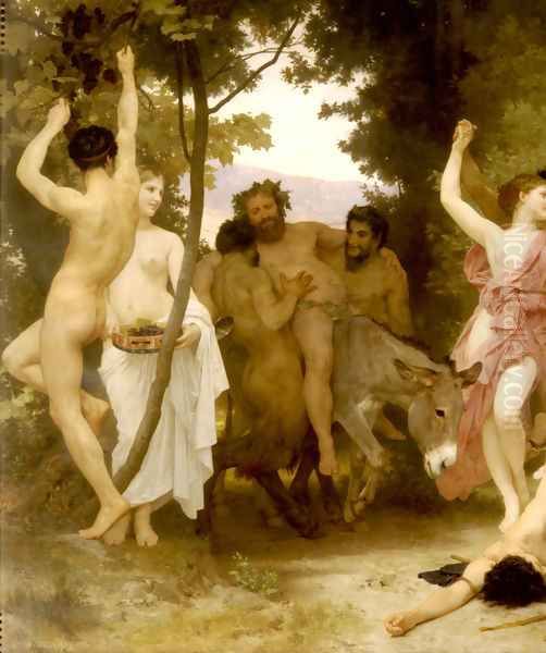 La Jeunesse de Bacchus [detail: left] (The Youth of Bacchus) Oil Painting by William-Adolphe Bouguereau