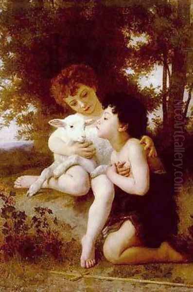 Children With the Lamb Oil Painting by William-Adolphe Bouguereau