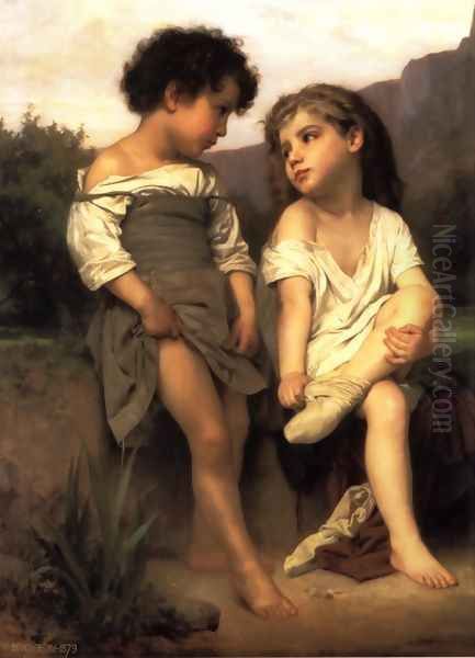 Au Bord du Ruisseau (At the Edge of the Brook) Oil Painting by William-Adolphe Bouguereau