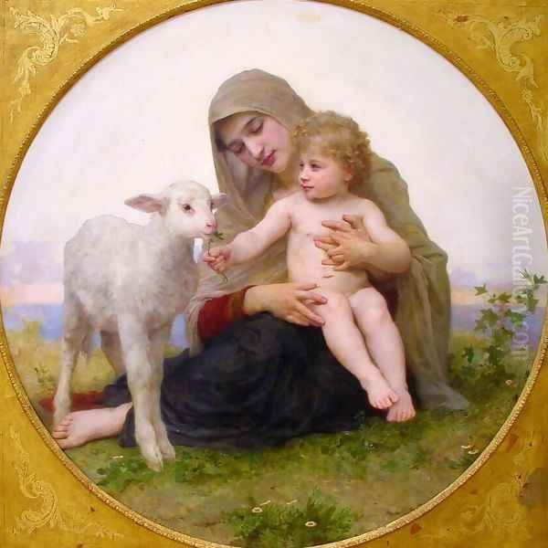 La Vierge à L'agneau (Virgin and Lamb) Oil Painting by William-Adolphe Bouguereau