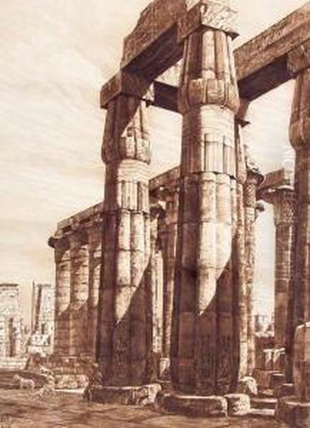 Luxor, Ramsestempel Oil Painting by Hugo Ulbrich