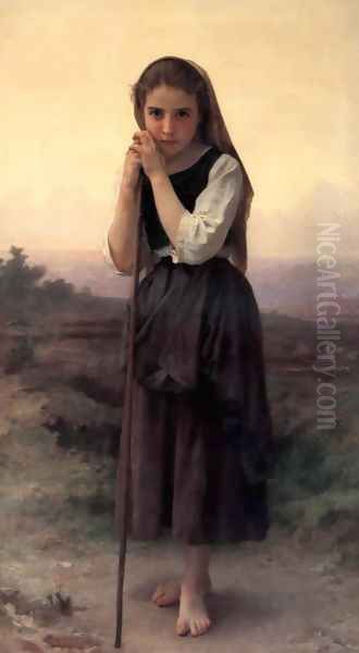 Petite Bergere (Little Shepherdess) Oil Painting by William-Adolphe Bouguereau