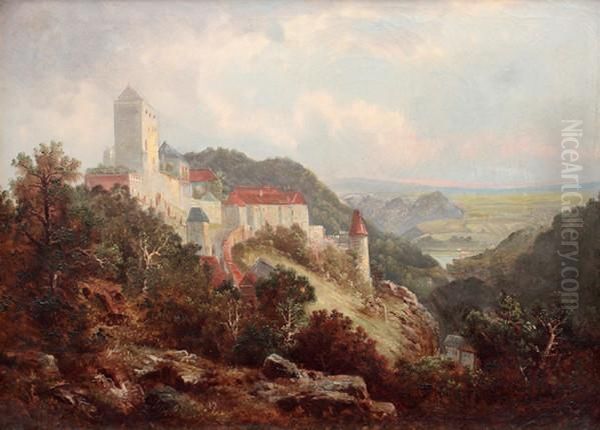 Karltejn, Koivoklat Oil Painting by Hugo Ullik