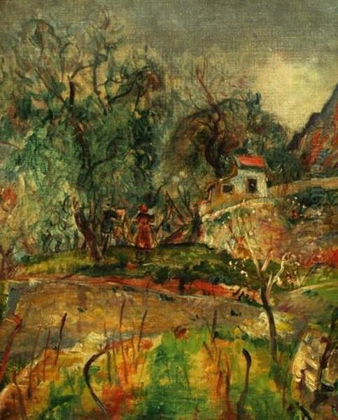 Figures In A Landscape Oil Painting by Eugene Paul Ullmann