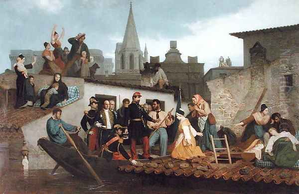 Napoleon III (1808-73) Visiting Flood Victims of Tarascon in June 1856, 1856 Oil Painting by William-Adolphe Bouguereau