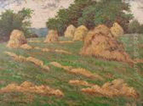 Haymaking Oil Painting by Josef Ullmann