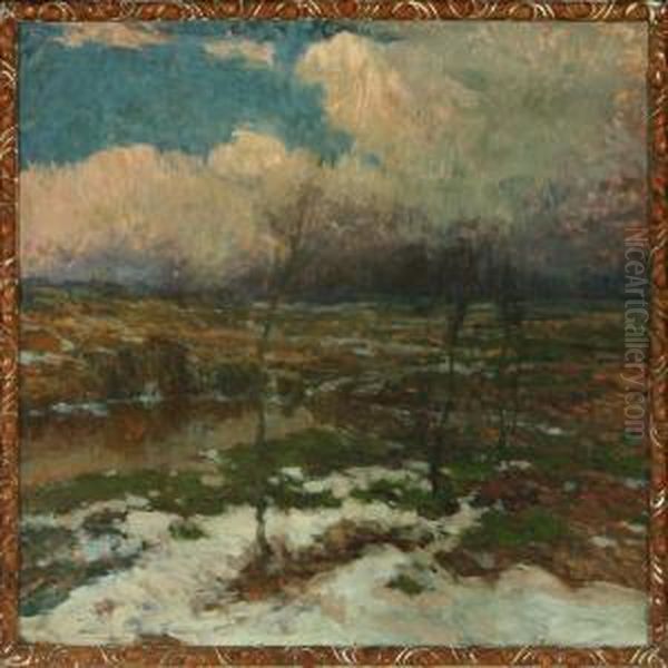 Wintry Landscape Withbog Oil Painting by Joseph Ullmann