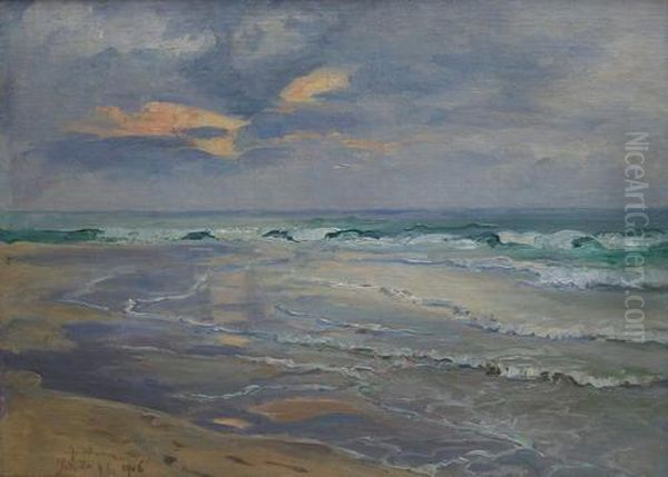 La Playa De Belle Ile Oil Painting by Joseph Ullmann