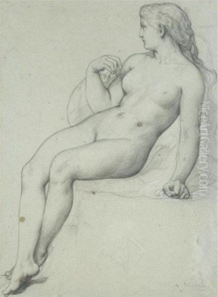 Recto And Verso: A Seated Nude Woman, Her Head Turned In Profile Tothe Left by Benjamin Ulmann