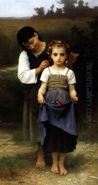 Crown of Flowers Oil Painting by William-Adolphe Bouguereau