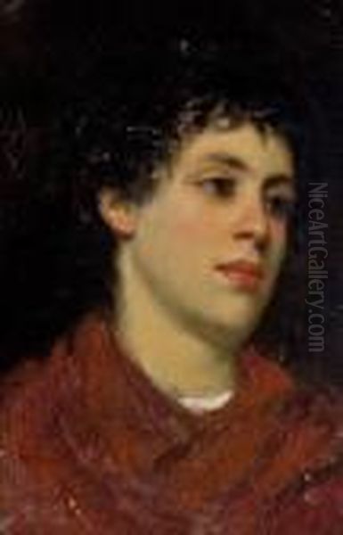 Portrait Of An Italian Boy Oil Painting by Charles Frederick Ulrich