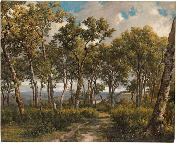 Lichtes Eichenwaldchen Oil Painting by Johann Jakob Ulrich