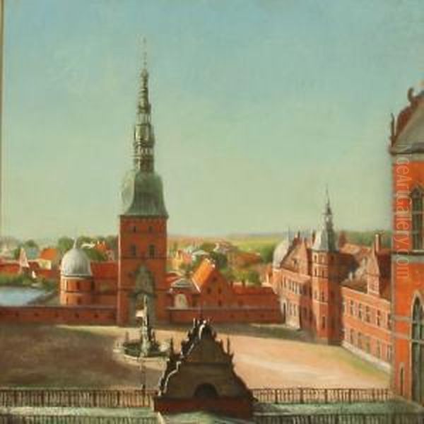 Udsigt Fra Frederiksborg Slot Over Hiller d Oil Painting by Just Ulrik Jerndorff