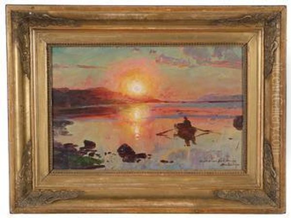 Robat I Solnedgang Oil Painting by Even Ulving