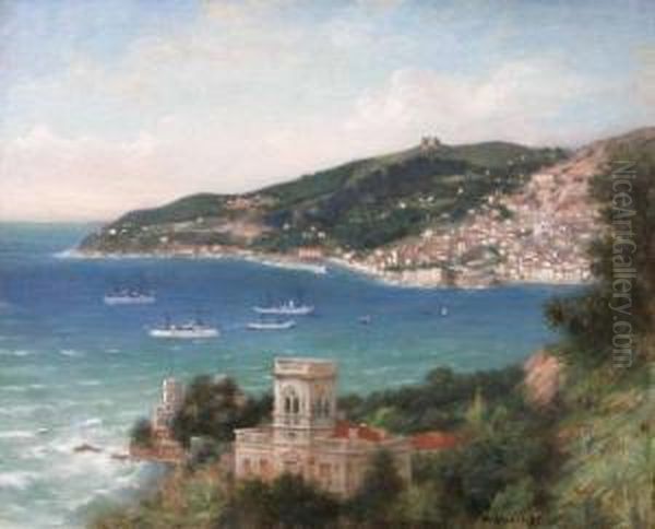 La Rade De Villefranche Sur Mer Oil Painting by Honore Louis Umbricht