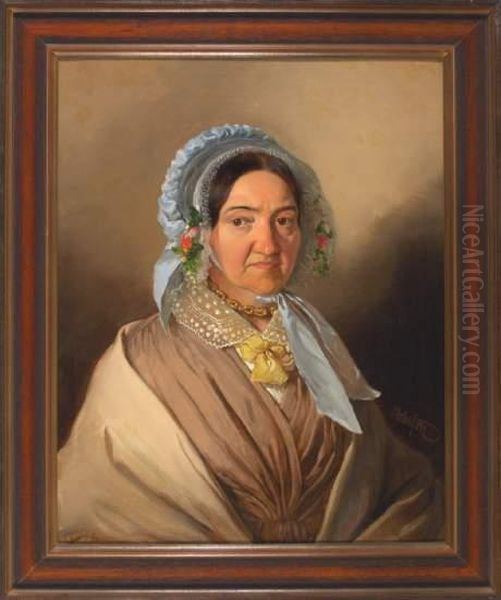 Portrait Einer Dame Mit Spitzenhaube Oil Painting by Ignaz Umlauf