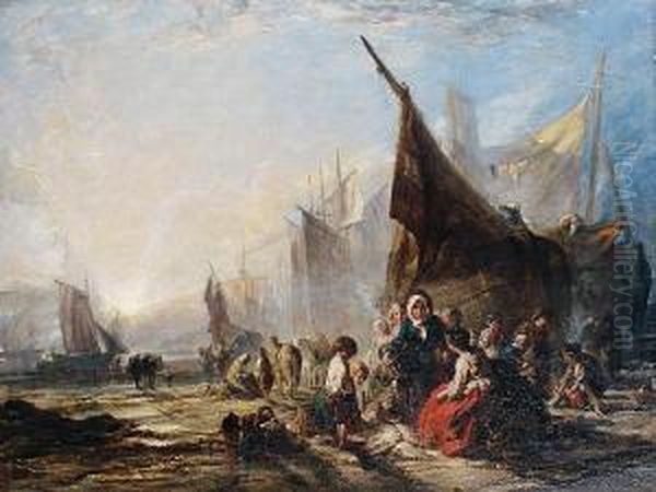 Sorting The Catch Oil Painting by Frederick Charles Underhill