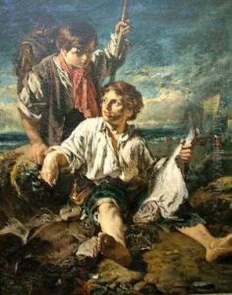 The Fisher Boys Oil Painting by William Underhill