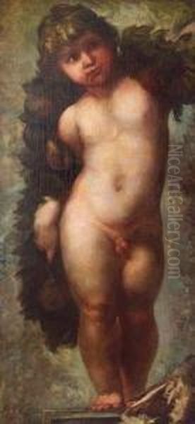 Putto Mit Fruchtgirlande Oil Painting by Giuseppe Ungherini