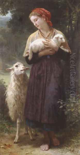 L'agneau nouveau-né [The Newborn Lamb] Oil Painting by William-Adolphe Bouguereau