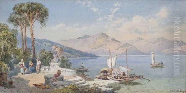 Sommerliches Seeufer Am Comer See Oil Painting by Franz Richard Unterberger