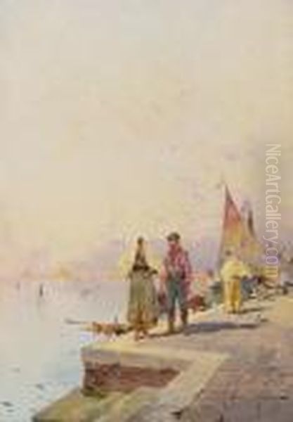 A Sunny Day In Venice Oil Painting by Franz Richard Unterberger