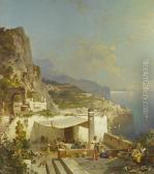 Amalfi, Golfo Di Salerno Oil Painting by Franz Richard Unterberger