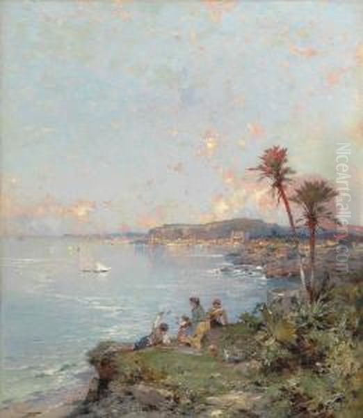 View Of Monaco Oil Painting by Franz Richard Unterberger