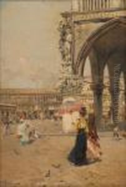 Piazza San Marco Oil Painting by Franz Richard Unterberger