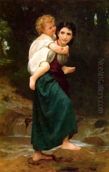 Le Passage du gué (The Crossing of the Ford) Oil Painting by William-Adolphe Bouguereau