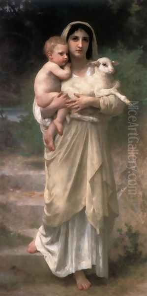 Les agneaux (Lambs) Oil Painting by William-Adolphe Bouguereau