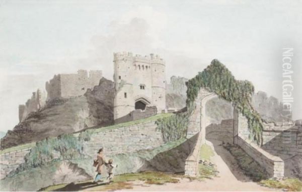 Carisbrook Castle, Isle Of Wight Oil Painting by John William Upham