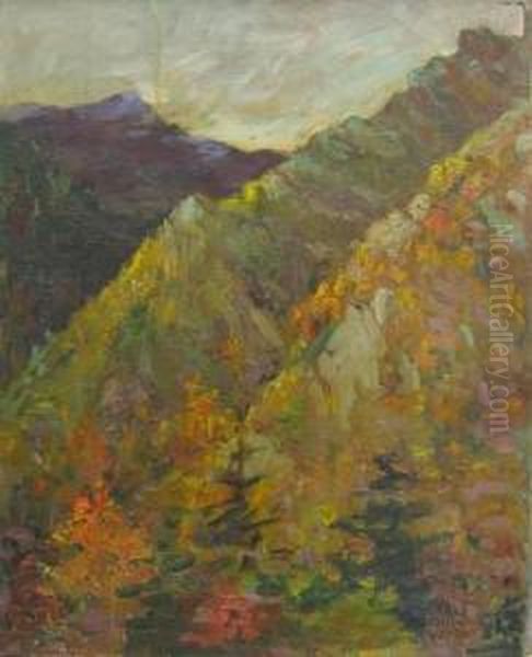 Landscape With Mountain Oil Painting by Anna Milo Upjohn