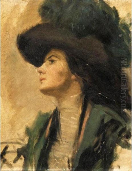 Portrait Of Mrs Patrick Campbell Oil Painting by Florence K. Upton