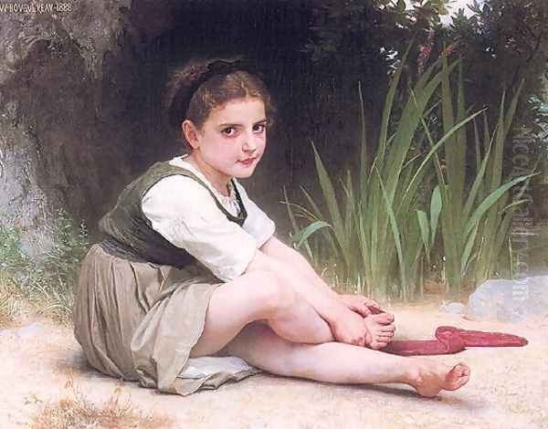 Girl by Stream Oil Painting by William-Adolphe Bouguereau