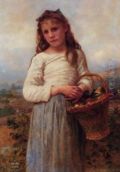 Young Girl with a Basket of Fruit Oil Painting by William-Adolphe Bouguereau