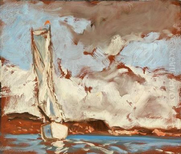 Segelschiff Vorkustenlandschaft Oil Painting by Hermann Urban