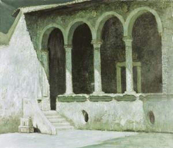 Romanische Kirchenvorhalle. Oil Painting by Joseph Urban