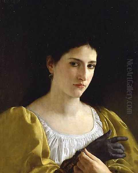 Woman and Glove 1870 Oil Painting by William-Adolphe Bouguereau