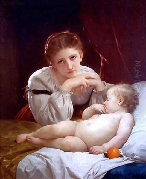 The Angel Guardien Oil Painting by William-Adolphe Bouguereau