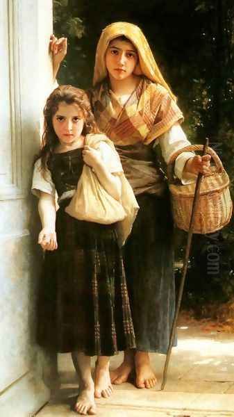 Petites mendiantes [Little beggars] Oil Painting by William-Adolphe Bouguereau