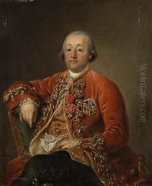 Bildnis Des Barons Philipp Carl
 Von Hoheneck. Oil Painting by Georg Anton Abraham Urlaub