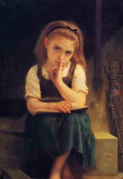 The Difficult Lesson Oil Painting by William-Adolphe Bouguereau