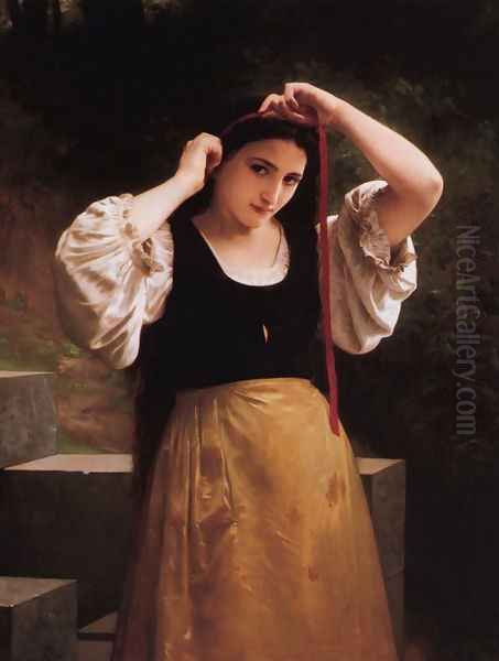 Rustic Bath Oil Painting by William-Adolphe Bouguereau