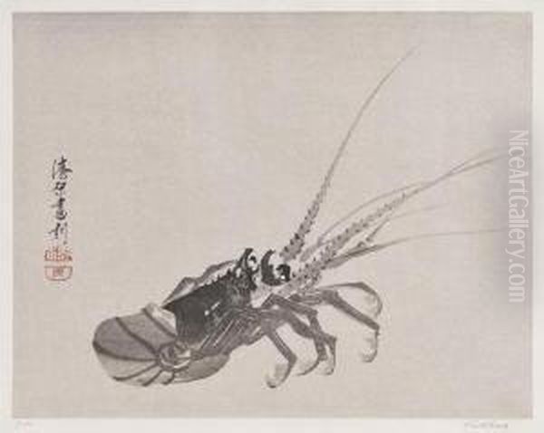 Crayfish Oil Painting by Yoshijiro Urushibara