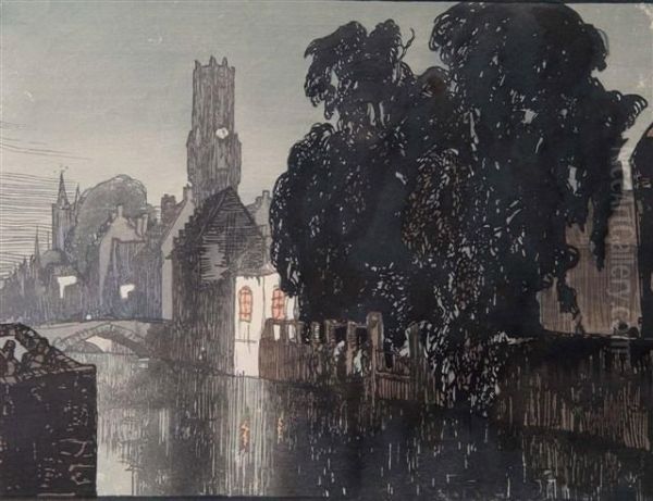 Bruges At Night by Yoshijiro Urushibara