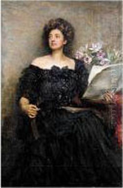 Portrait Of Mrs Harben Oil Painting by Walter C. Urwick