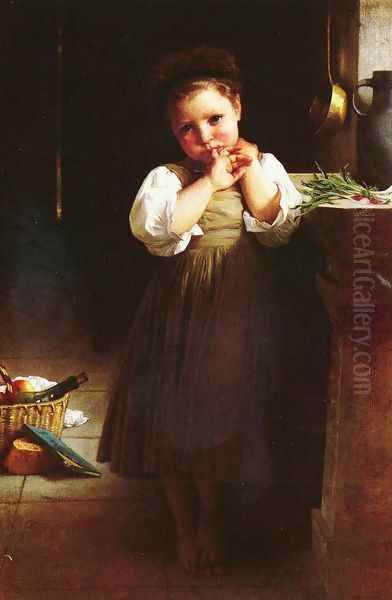 Petite boudeuse [The Little Sulk] Oil Painting by William-Adolphe Bouguereau