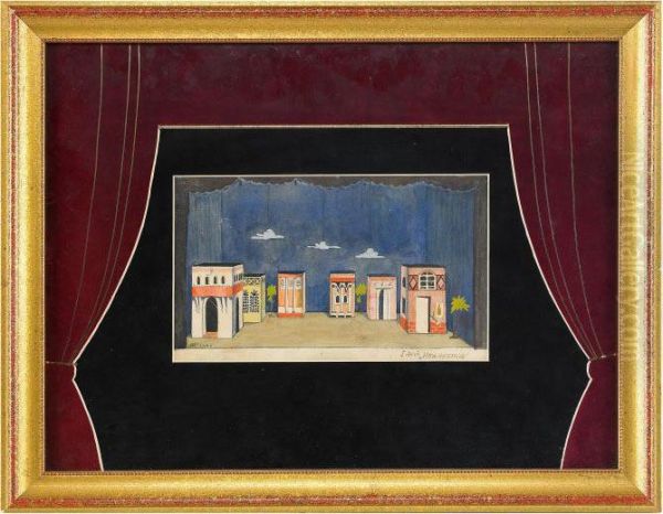 Design For The 1st Act Of The Play 'igra Interesov' Oil Painting by Nikolay Alekseevich Ushin