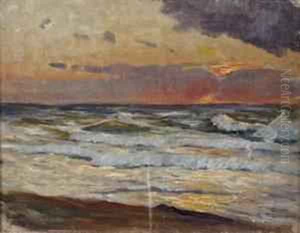 Sonnenuntergang An Der Ostsee Oil Painting by Max Uth